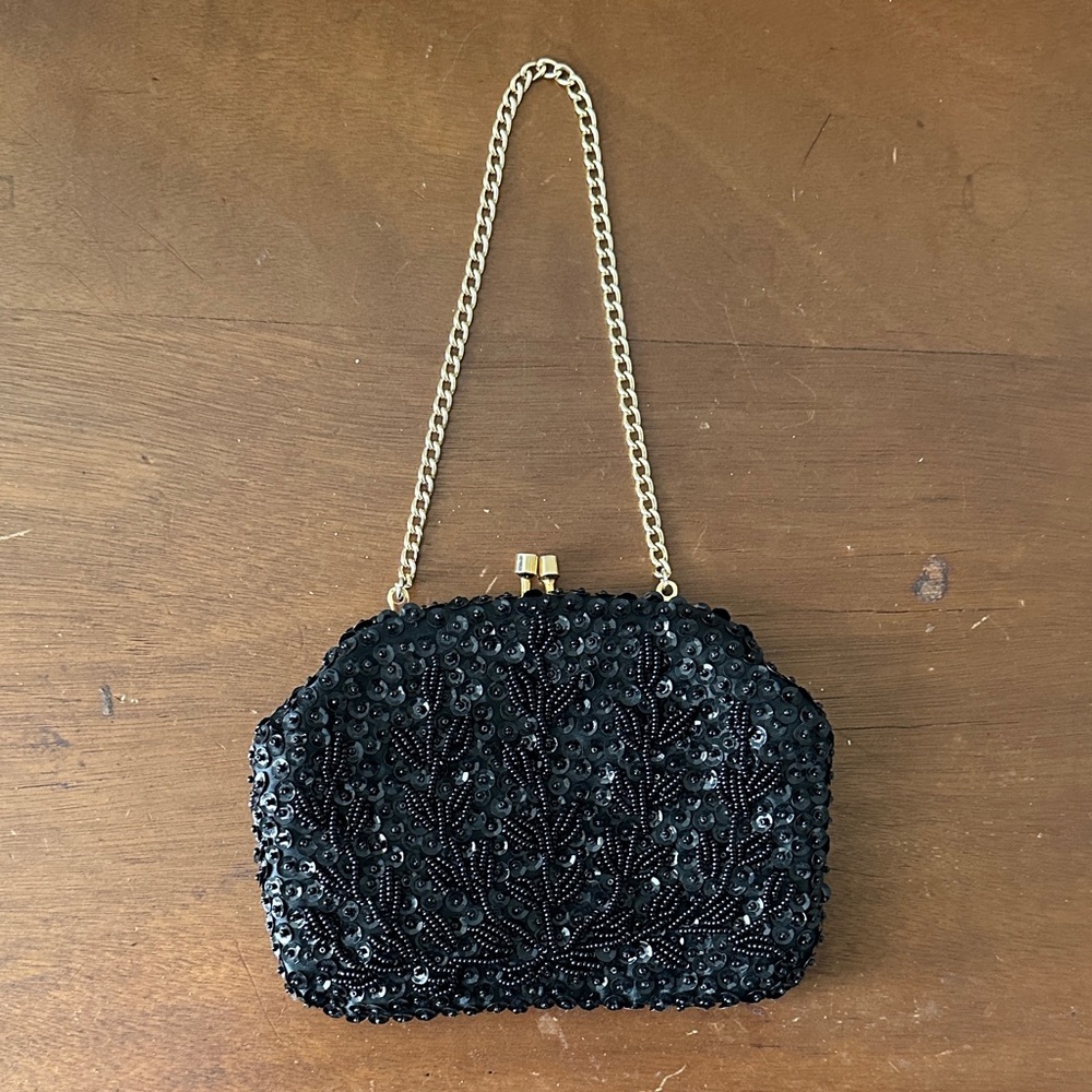 Safco Black Beaded Clutch Purse - Picture 3 of 6